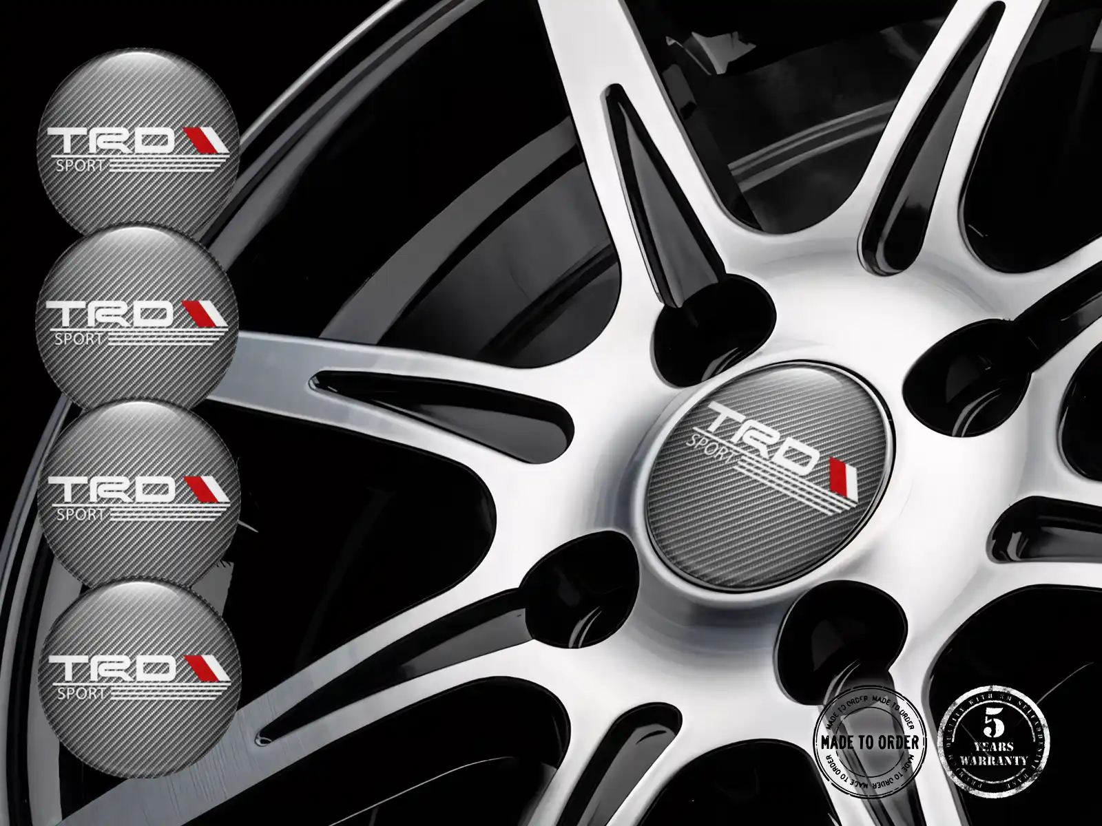 Toyota TRD Rim Stickers Style Stylish Domed Logos